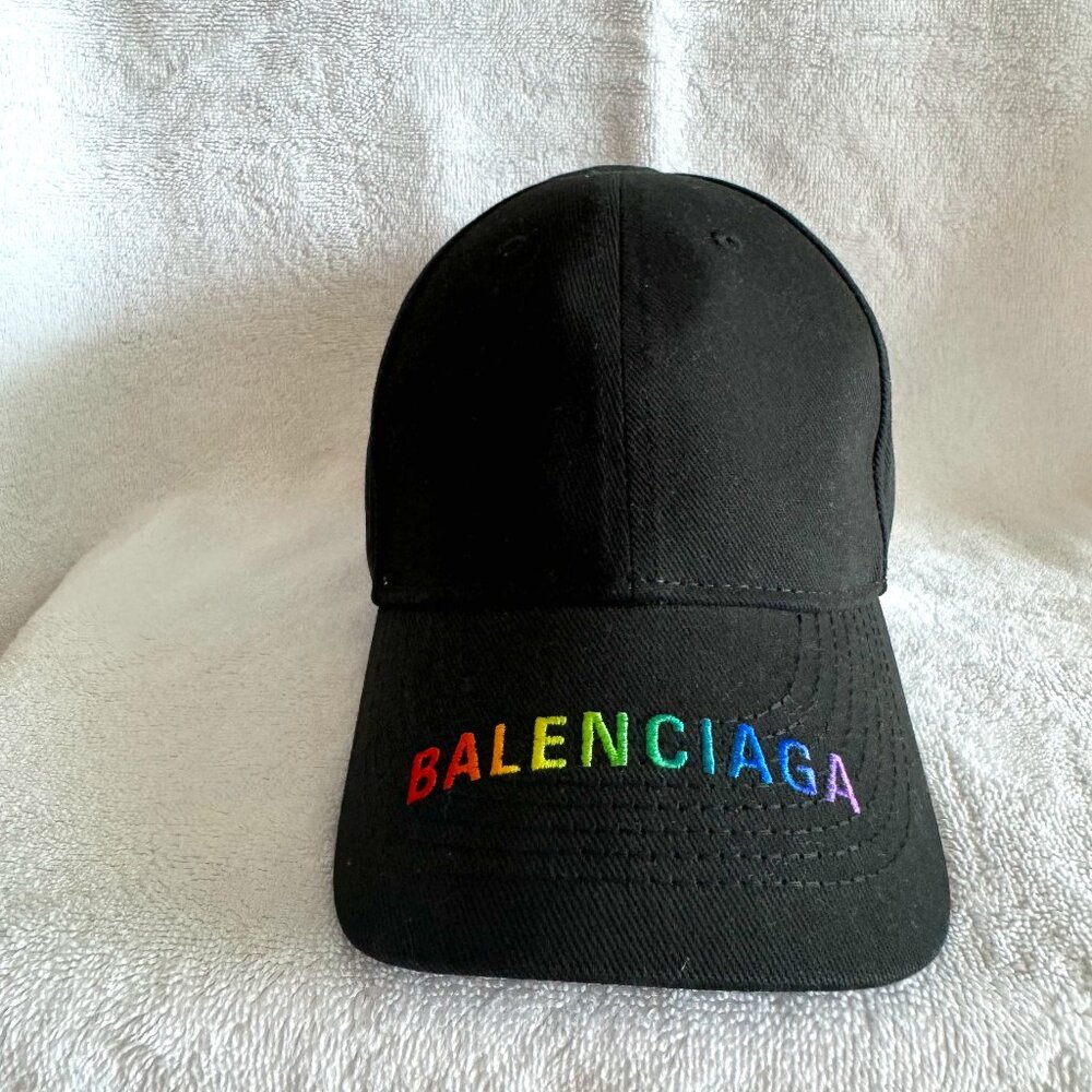 BALENCIAGA Unisex Baseball Cap Color Black Logo Rainbow Size L59cm / 001-11